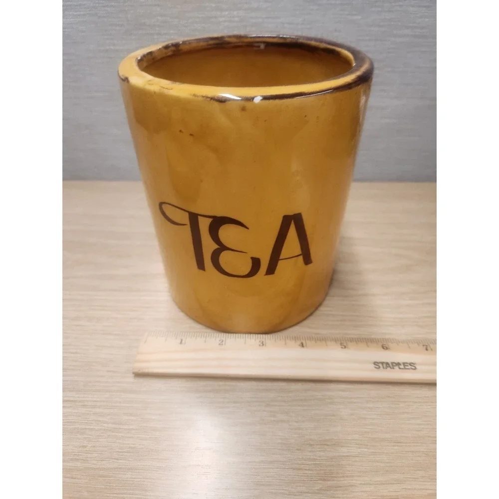 Vintage MCM Holiday Designs Tea Lidded Ceramic Canister‎ Harvest Yellow Mushroom